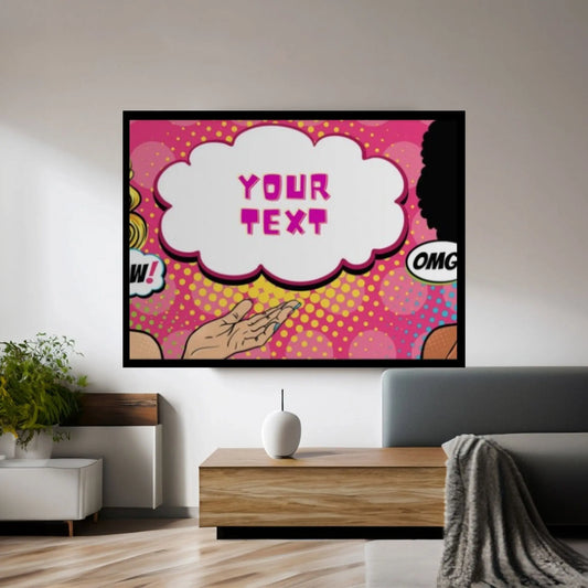 Customize Youre Text Here Pop Art Woman Wall Art, Comic Pop Art, Retro Comic - Y Canvas