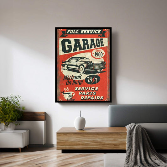 Full Service Garage Sign Canvas Wall Art - Y Canvas