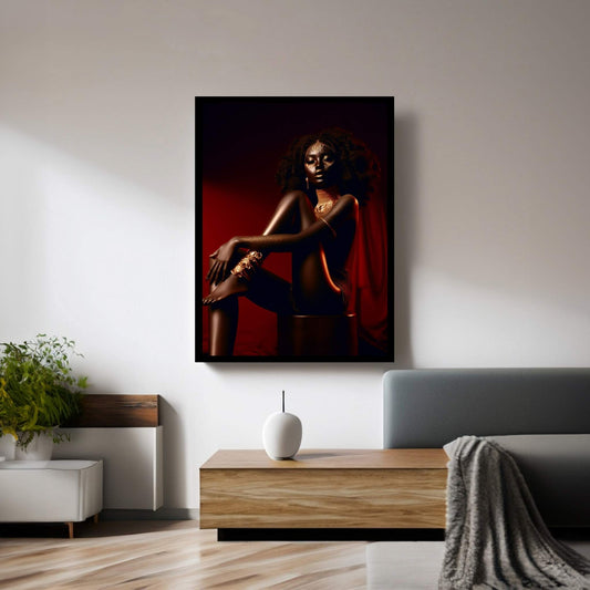 African Black Woman Gold Make-up Canvas Canvas Wall Art - Y Canvas