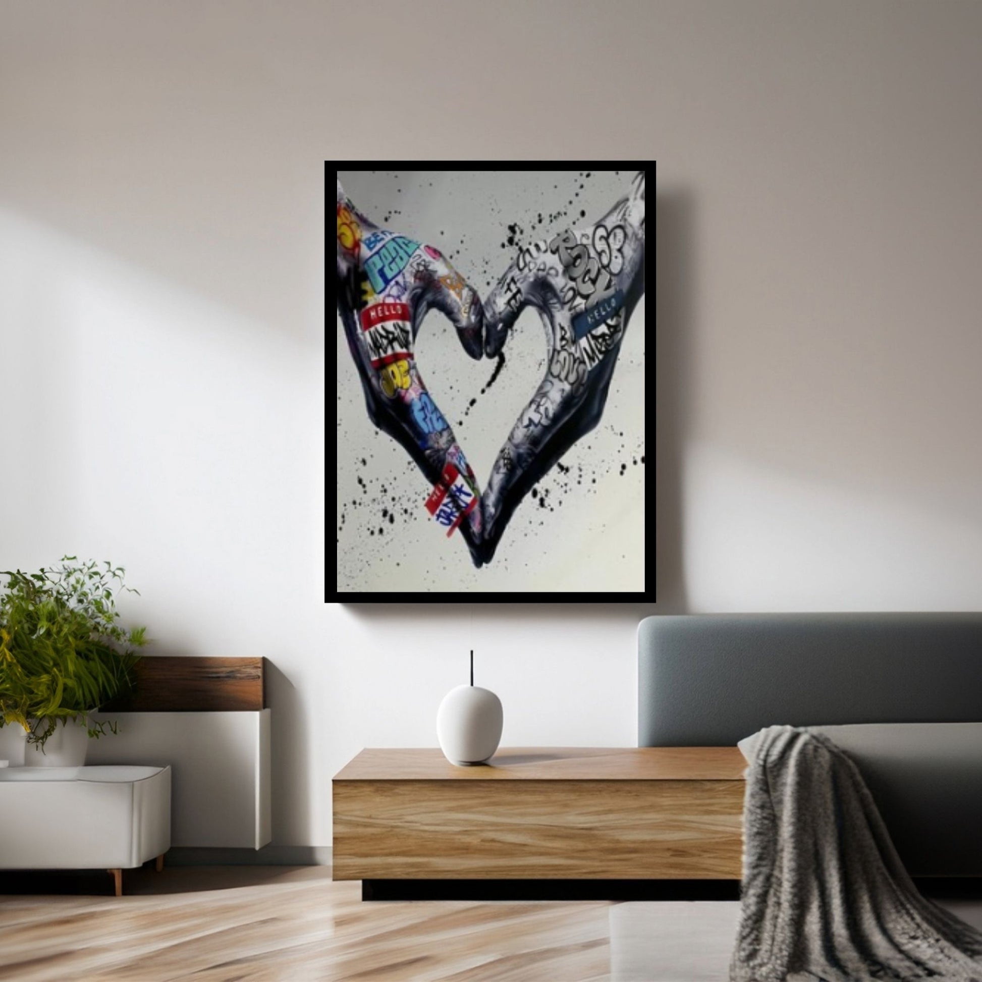 Couple Holding Hands Graffiti Painting, Love Wall Decoration, Graffiti Wall Art, Romantic Couple - Y Canvas