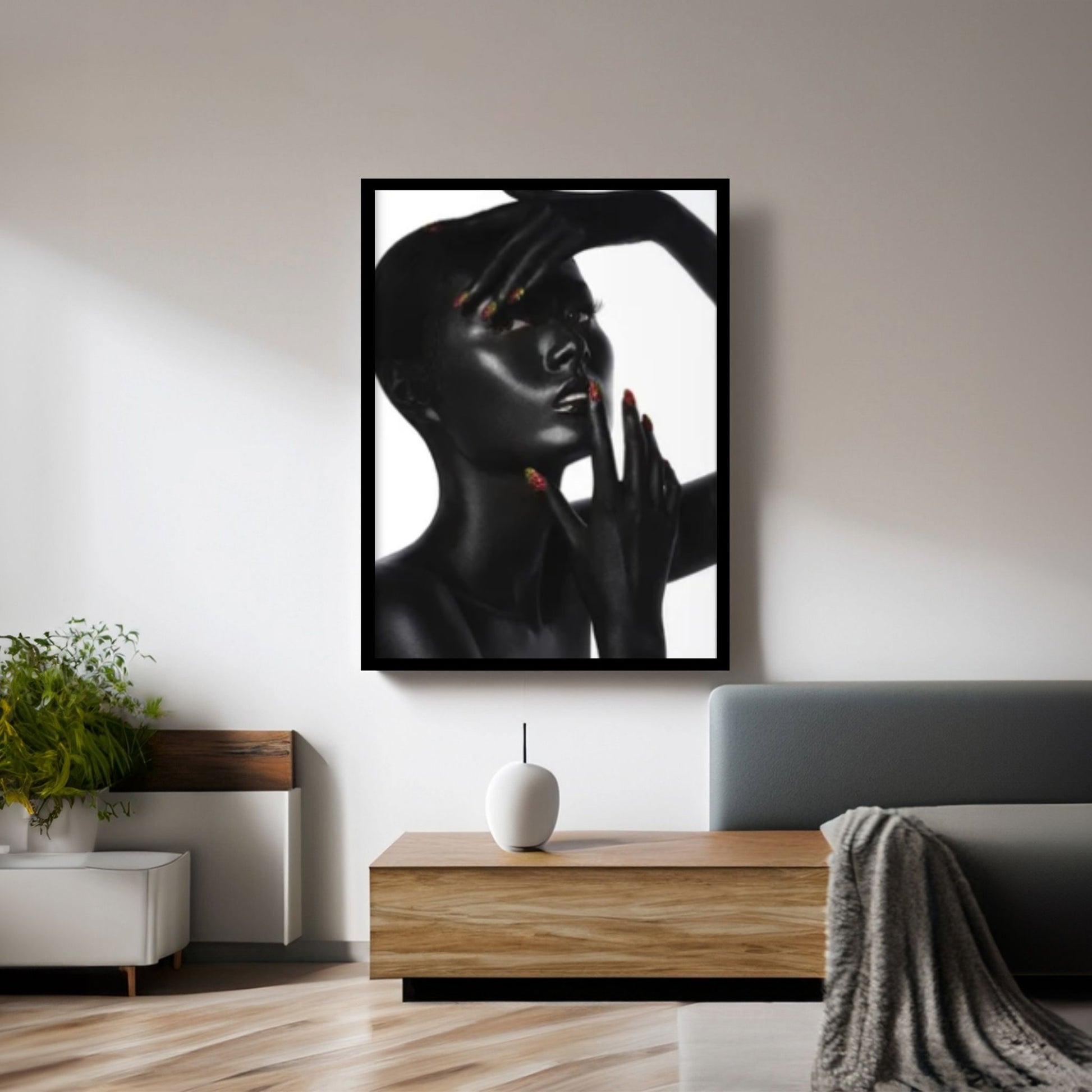 Black and Gold African Nude Woman, Scandinavian Wall Art Picture for Living Room - Y Canvas