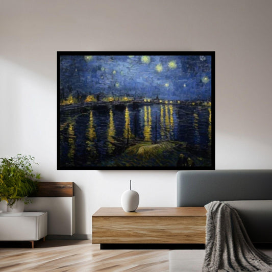 Vincent Van Gogh Wall Canvas Art Canvas, The Rhone Art Poster Starry Night Over - Y Canvas