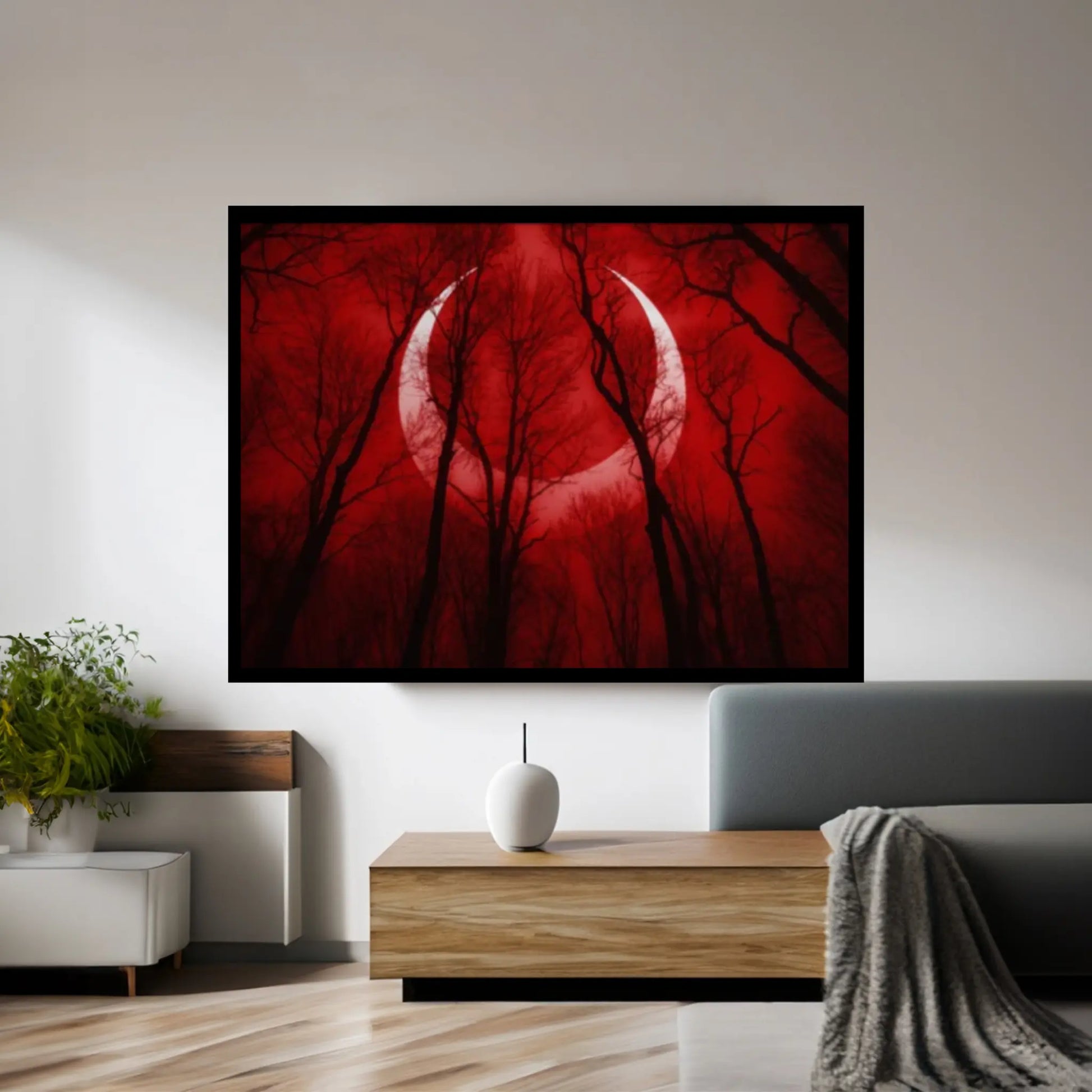 Red Moon Natural Canvas Wall Art Landscape Printing Wall Art print Canvas Wall Art Poster - Y Canvas