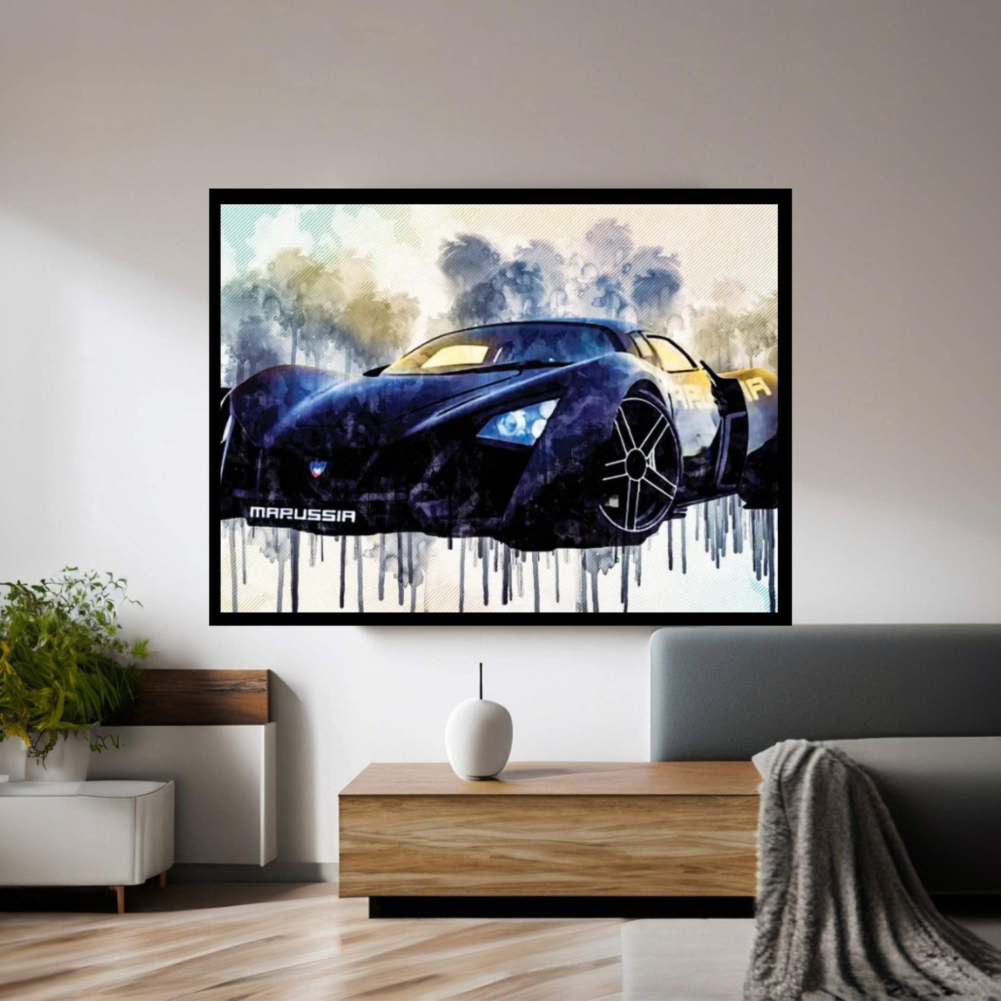 Marussia B2 Russian Hypercar Black Sports Marussia Motors Canvas Wall Art - Y Canvas