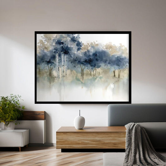 Blue Gold Oil Painting Canvas Wall Art, Modern, Luxury Wall Art, Blue Gold Abstract - Y Canvas