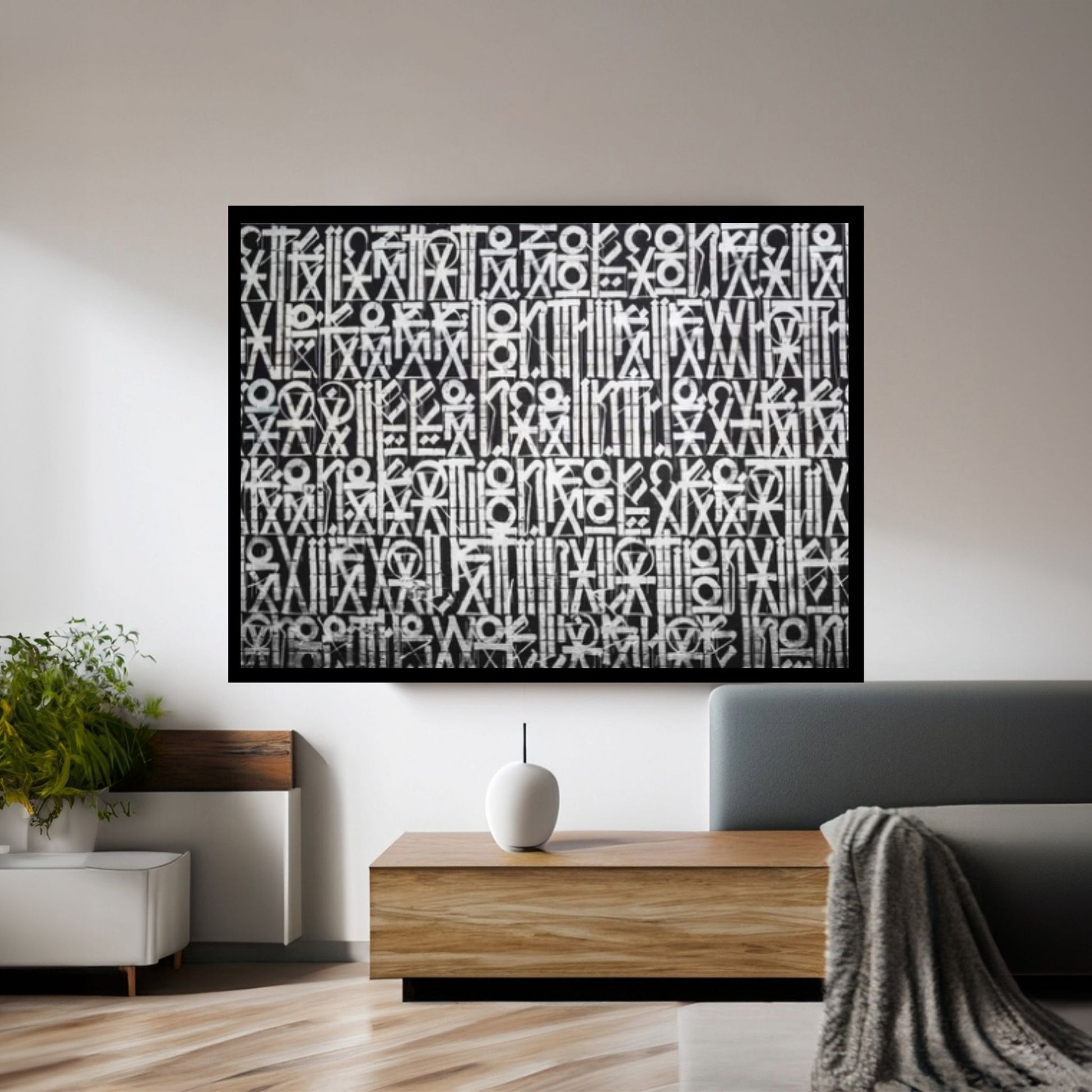 Abstract Retna Wall Art Graffiti, American Black & White Reproduction Painting Wall Art Poster - Y Canvas