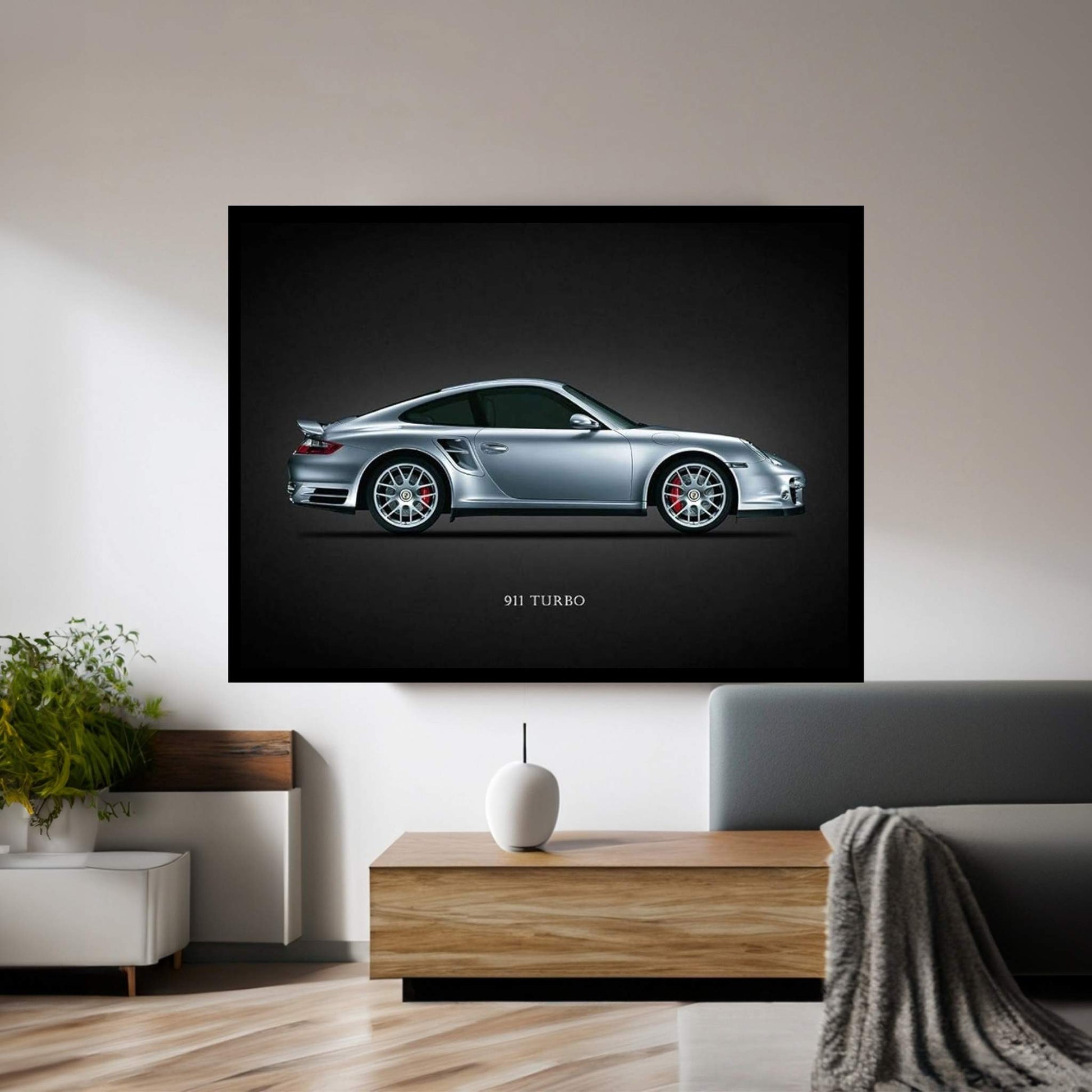 Porsche 911 Turbo Silver Canvas Wall Art - Y Canvas