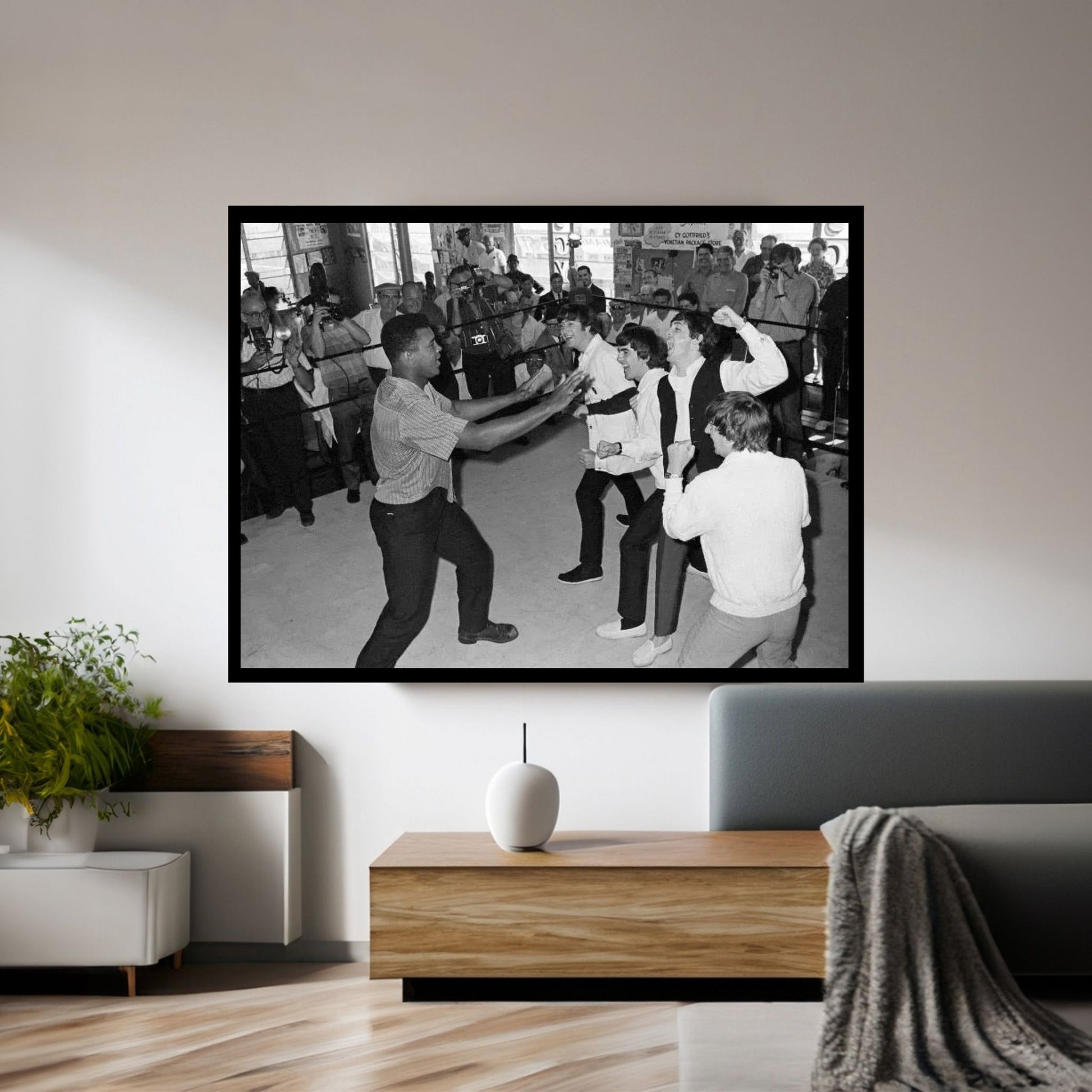 The Beatles in Ring with Muhammad Ali Canvas Wall Art - Y Canvas