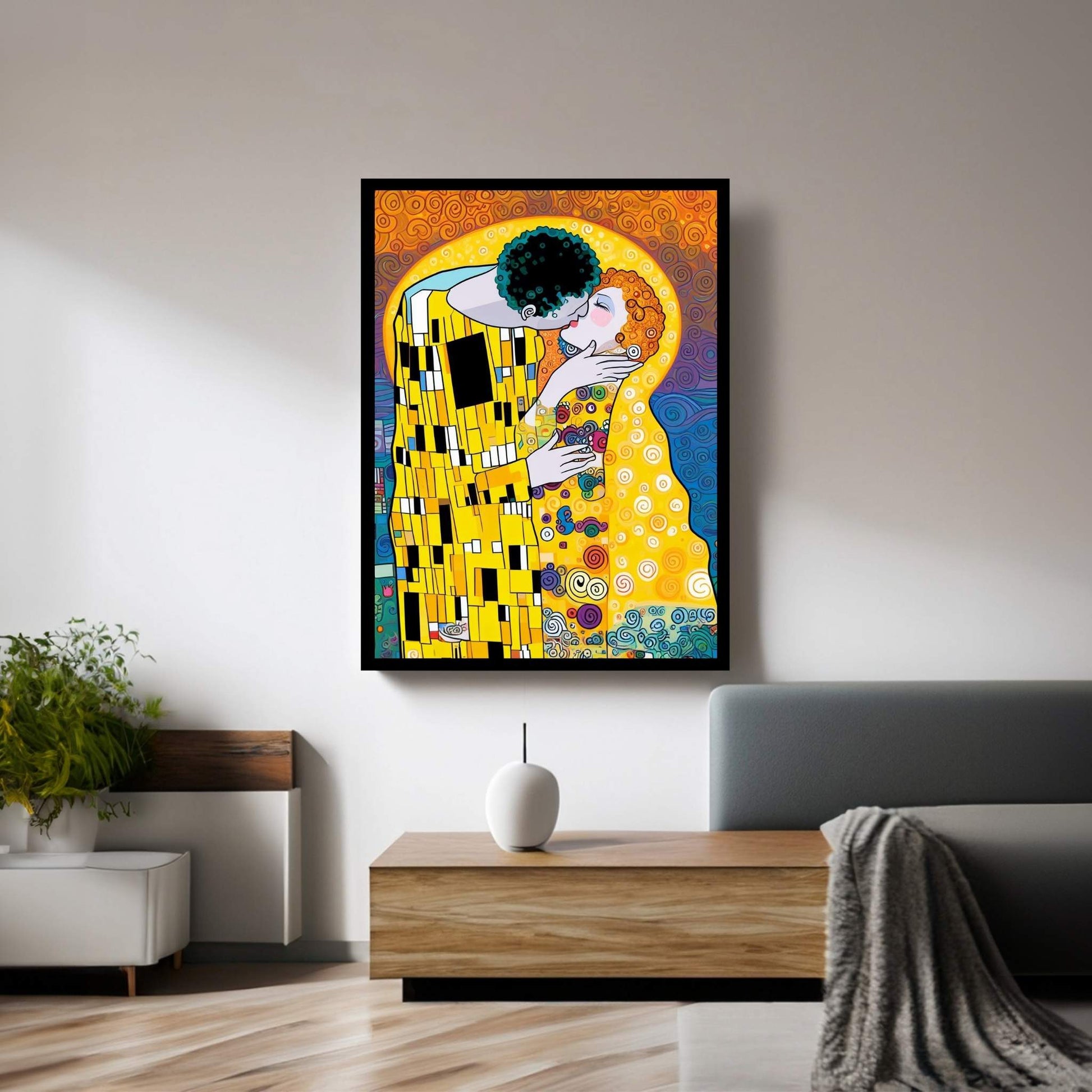 Gustav Klimt The Kiss Reproduction Canvas Wall Art - Y Canvas