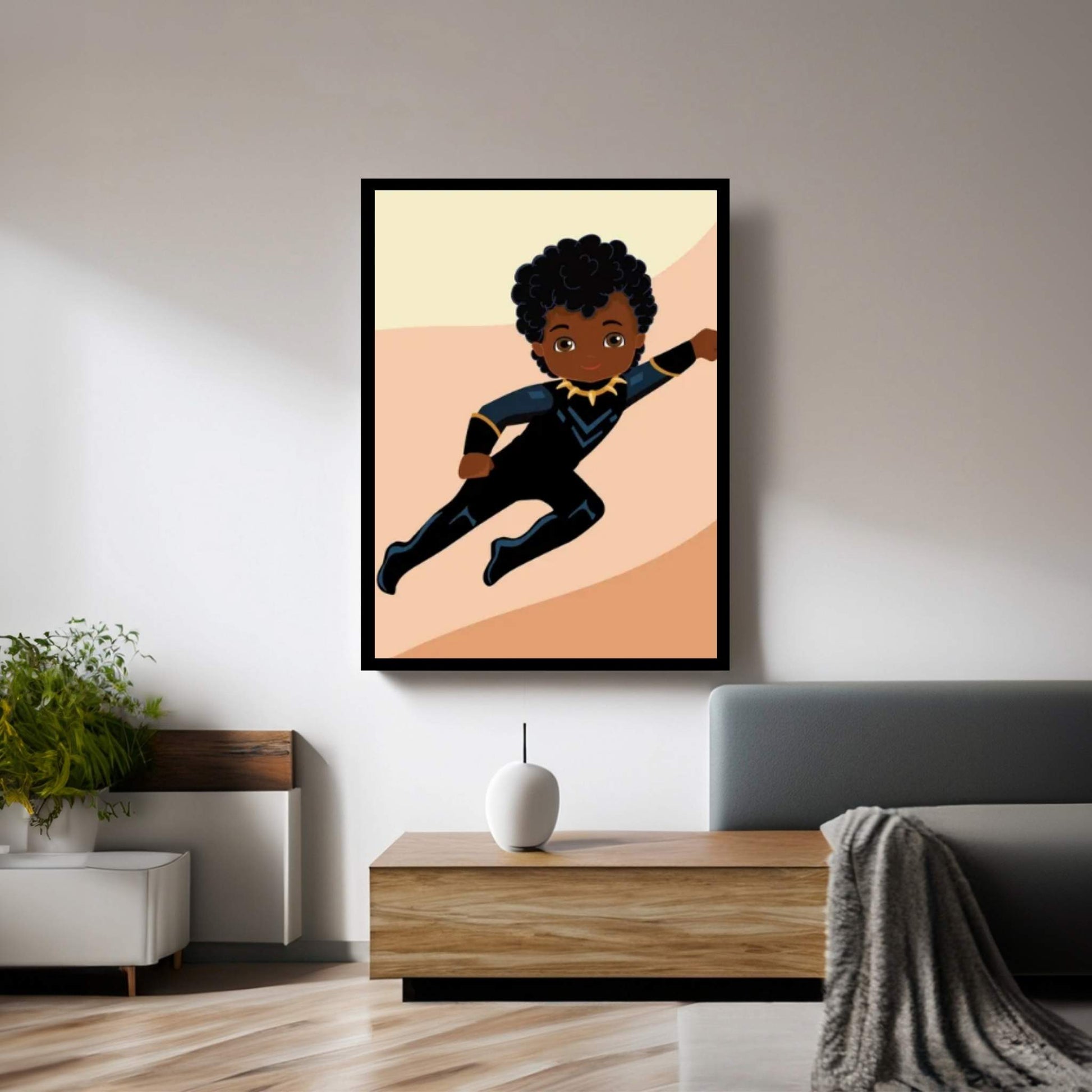 Black Panther Kid Canvas Wall Art - Y Canvas