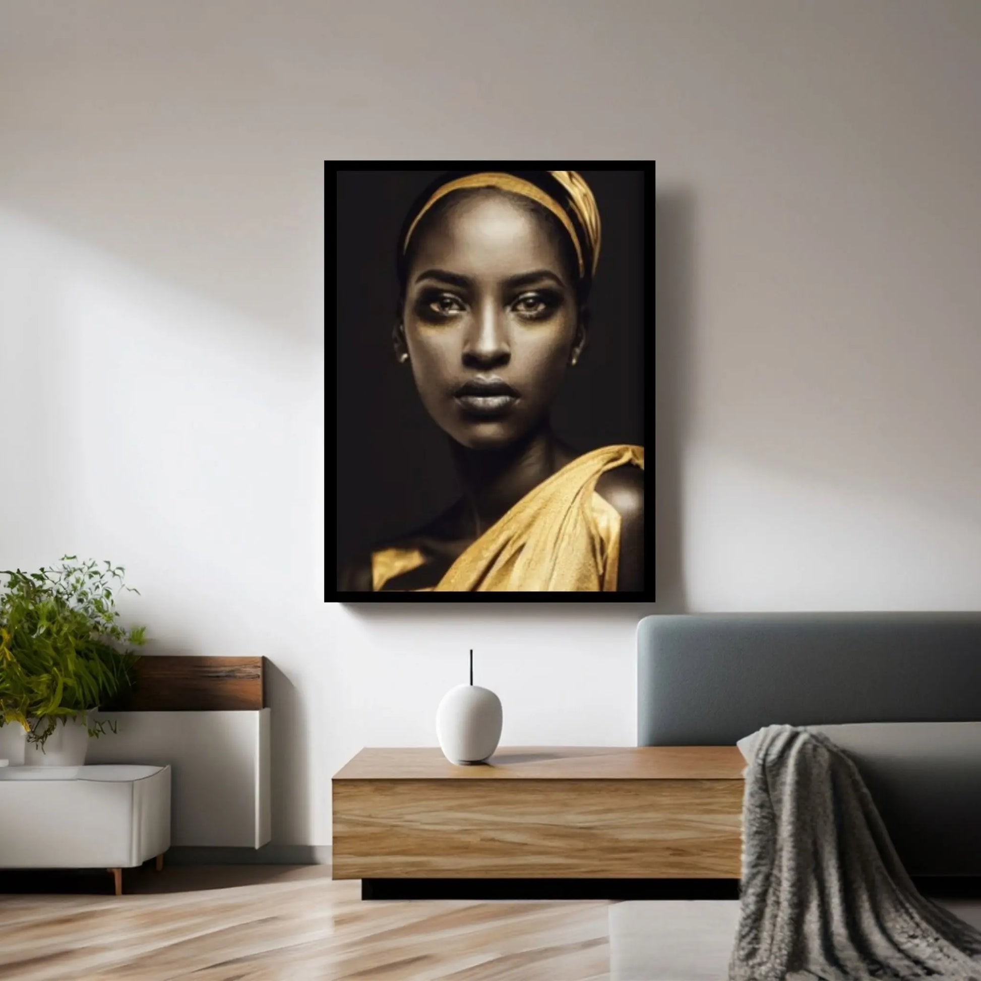 Gold African Woman, African Wall Art, Gold Print, Woman Wall Art, Gold Lip Woman Canvas, African Woman Canvas - Y Canvas