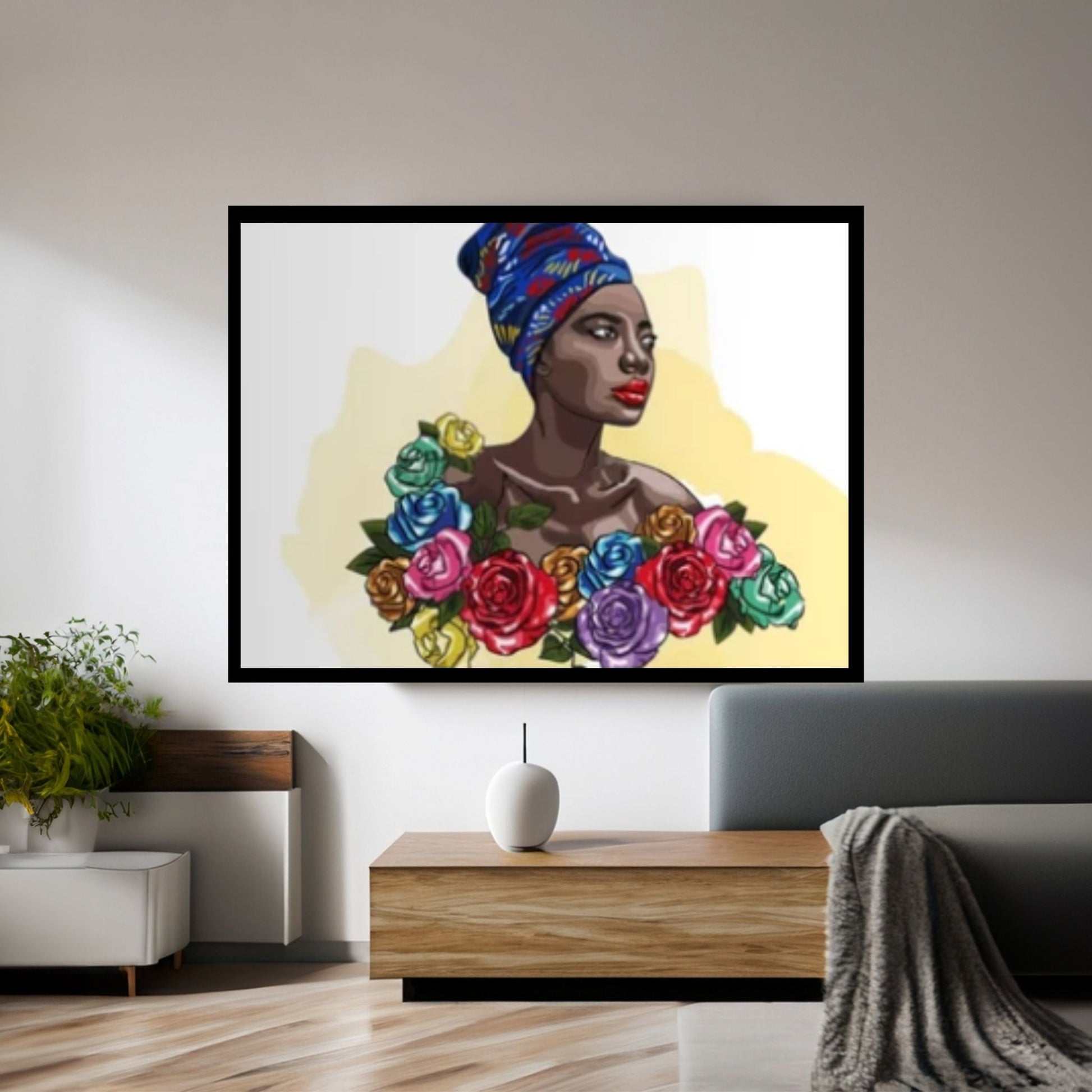 African Art Wall Decor, African Woman Makeup Wall Art, Modern Gold Lips Wall Art - Y Canvas