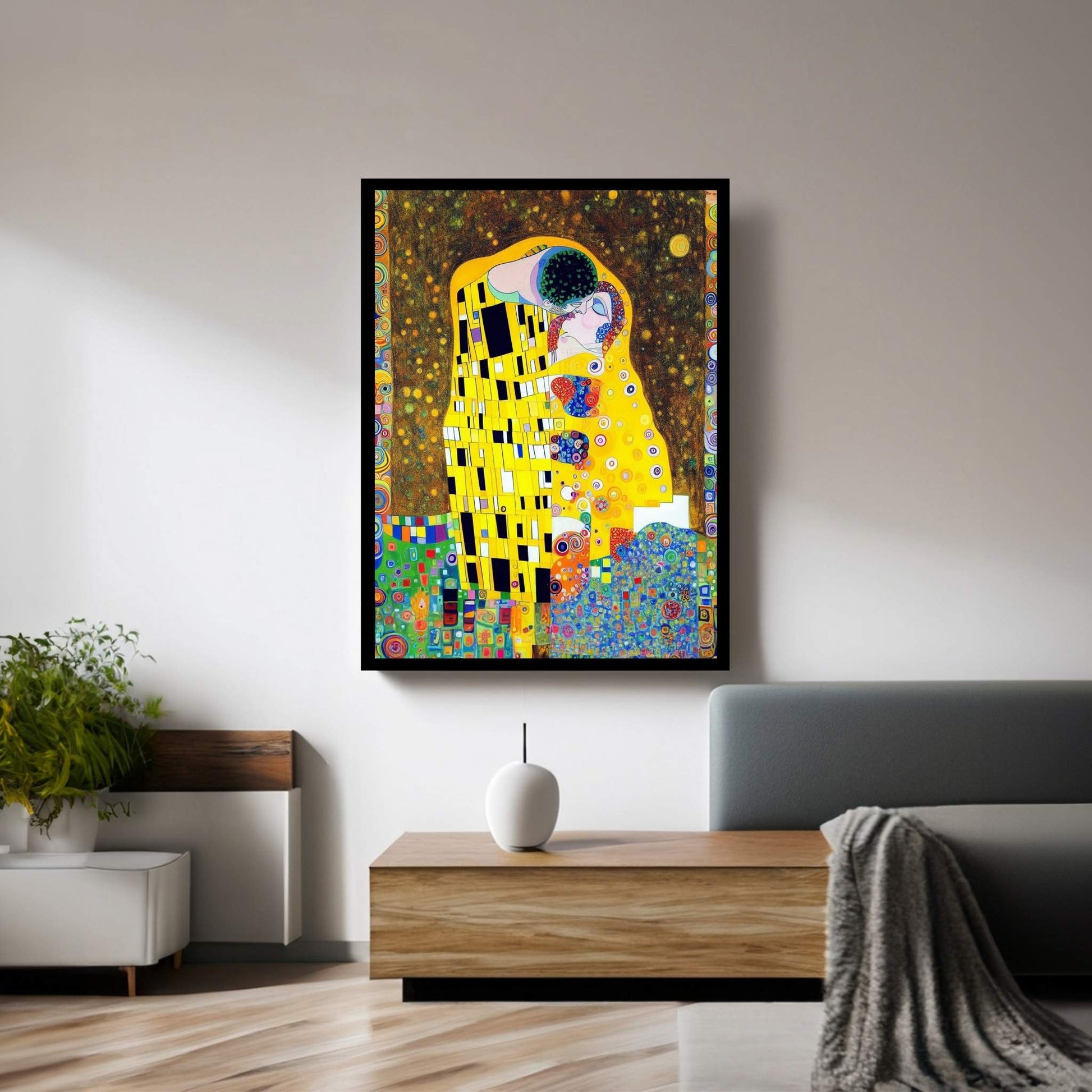 Gustav Klimt's The Kiss: Canvas Wall Art Reproduction Home Decor - Y Canvas