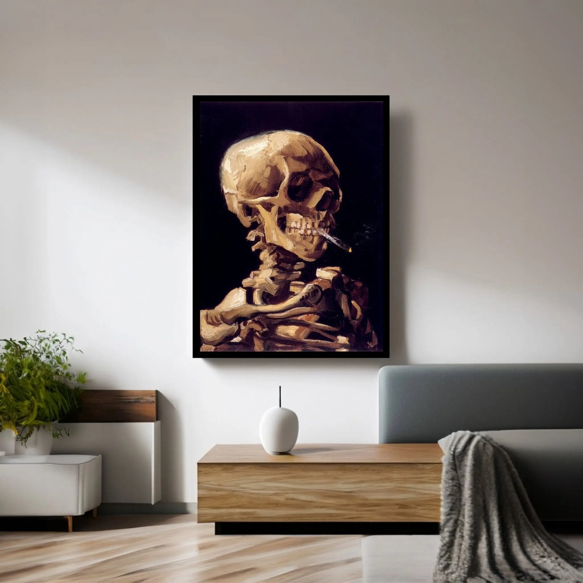 Head Of A Skeleton With Burning Cigarette, c. 1885-1886 Canvas Wall Art - Y Canvas