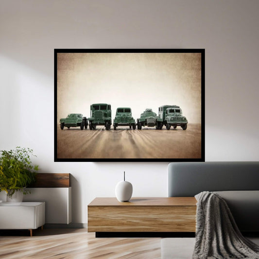 Army Truck Lineup Canvas Wall Art - Y Canvas