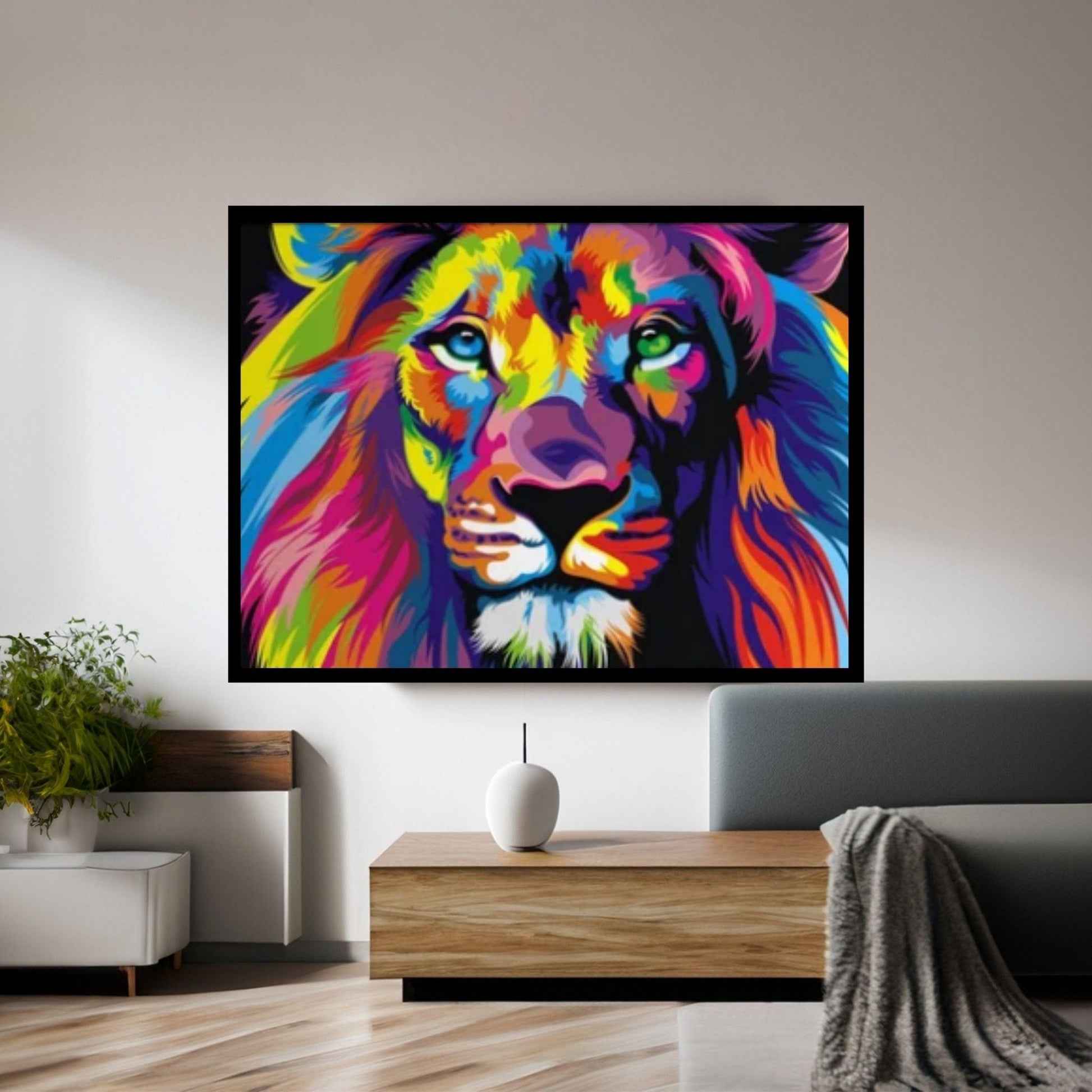 Lion Canvas Wall Art, Canvas Watercolor Home Decoration, Abstract Lion Painting Living Room Lion Art - Y Canvas