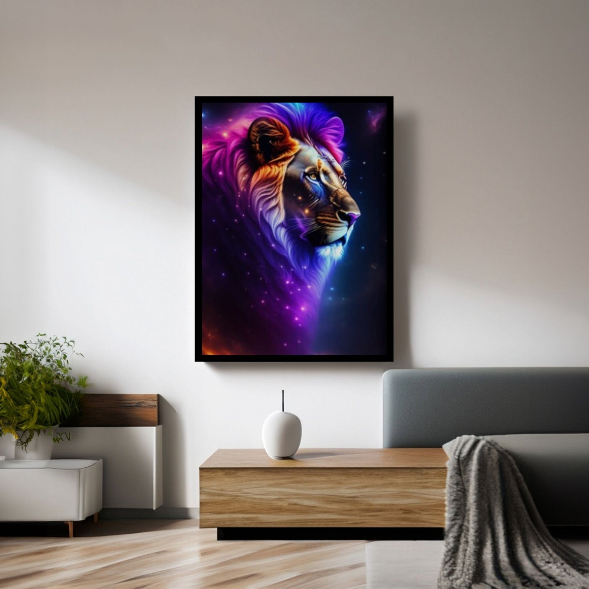 Animal Lion Canvas Wall Art, Creative Animal Modeling Wall Art - Y Canvas