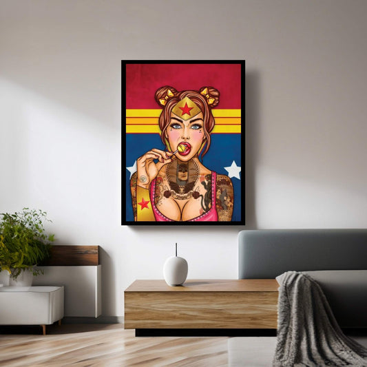 Wonder Woman Pinup Canvas Wall Art - Y Canvas