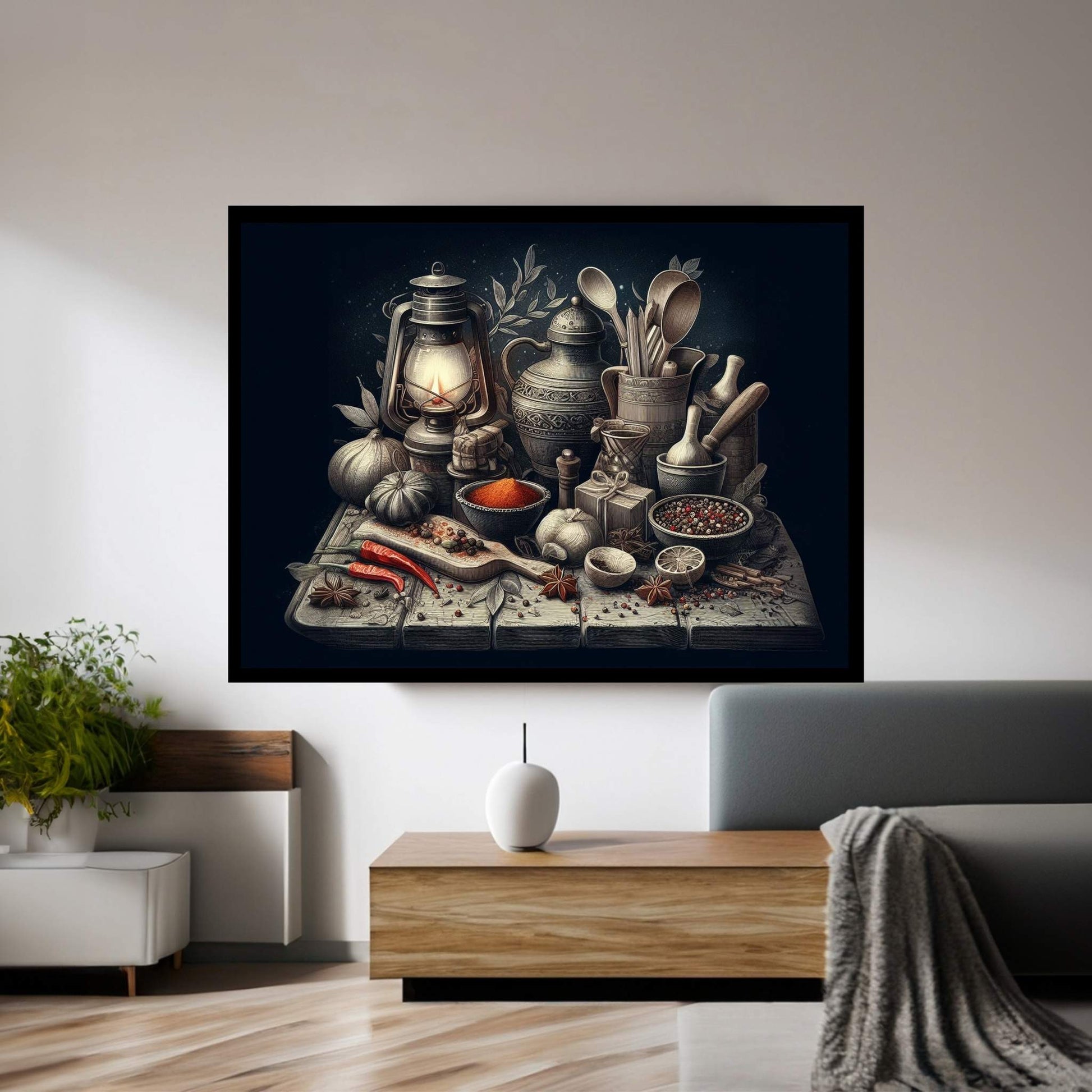 Spices Kitchen Wall Art, Food Artwork, Abstract Wall Decor, Indian Spices Canvas, Modern Wall Decor Home Decor - Y Canvas