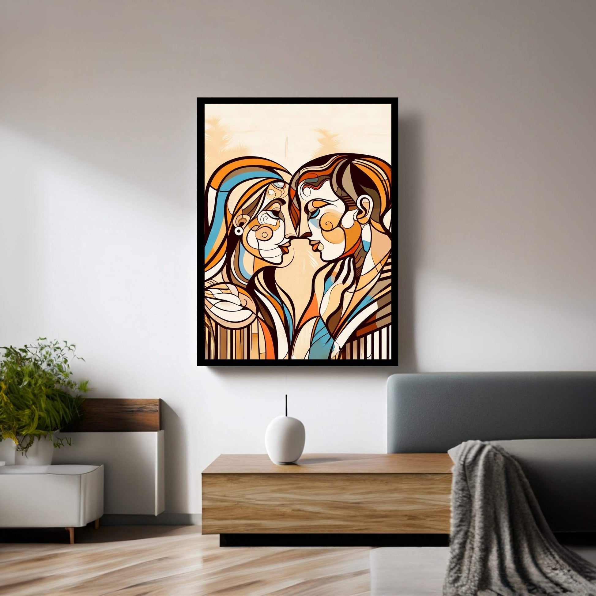 Love Couple Picasso Style Canvas Wall Art - Y Canvas