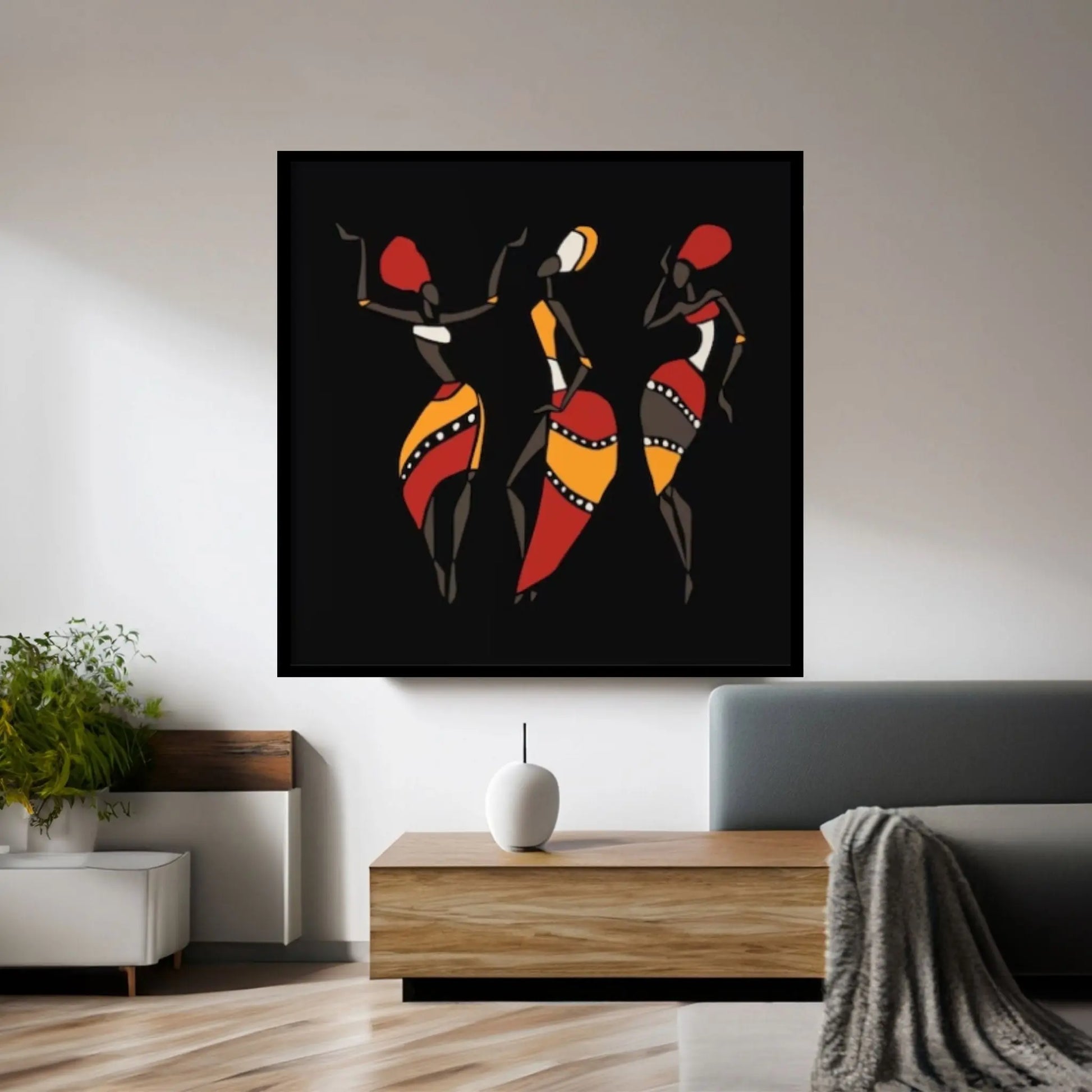 African Women Dancing, Woman Silhouette, African Woman Canvas Wall Art, Wall Art Canvas, Woman Painting - Y Canvas