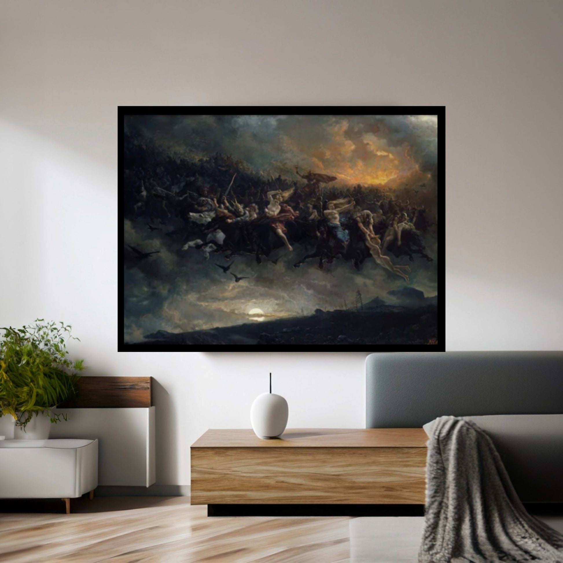 Peter Nicolai : Arbo The Wild Hunt of Odin (Aasgaardreien) (1872) Canvas Wall Art Print Poster - Y Canvas