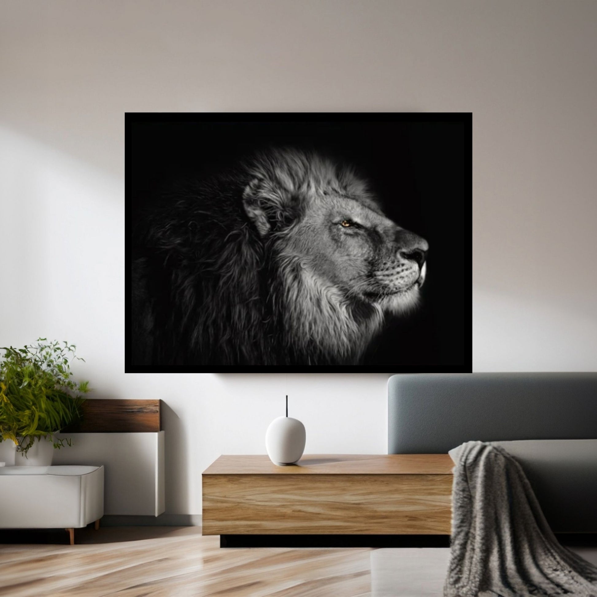 Animal Lion Canvas Wall Art, Creative Animal Modeling Wall Art - Y Canvas