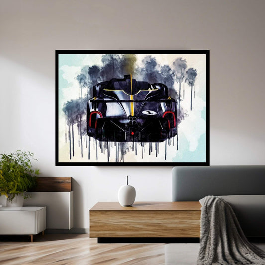 2021 Pagani Huayra R Rear View Exterior Black Hypercar Canvas Wall Art - Y Canvas