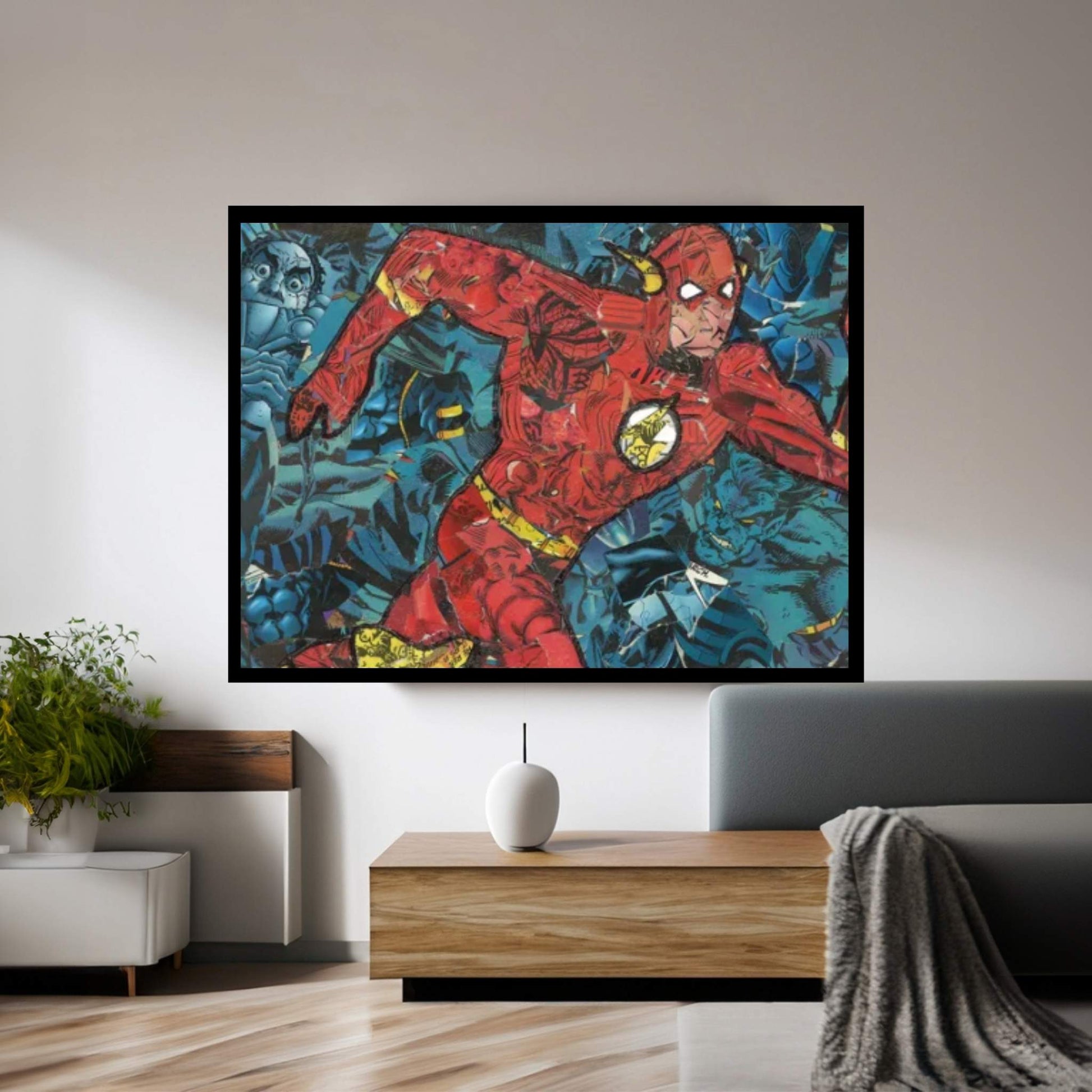 The Flash Comic Collage Canvas Wall Art - Y Canvas