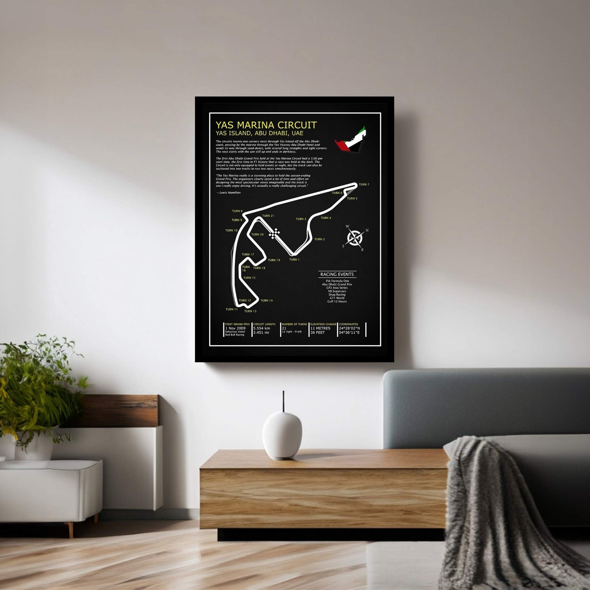 Yas Marina Circuit UAE BL Canvas Wall Art - Y Canvas