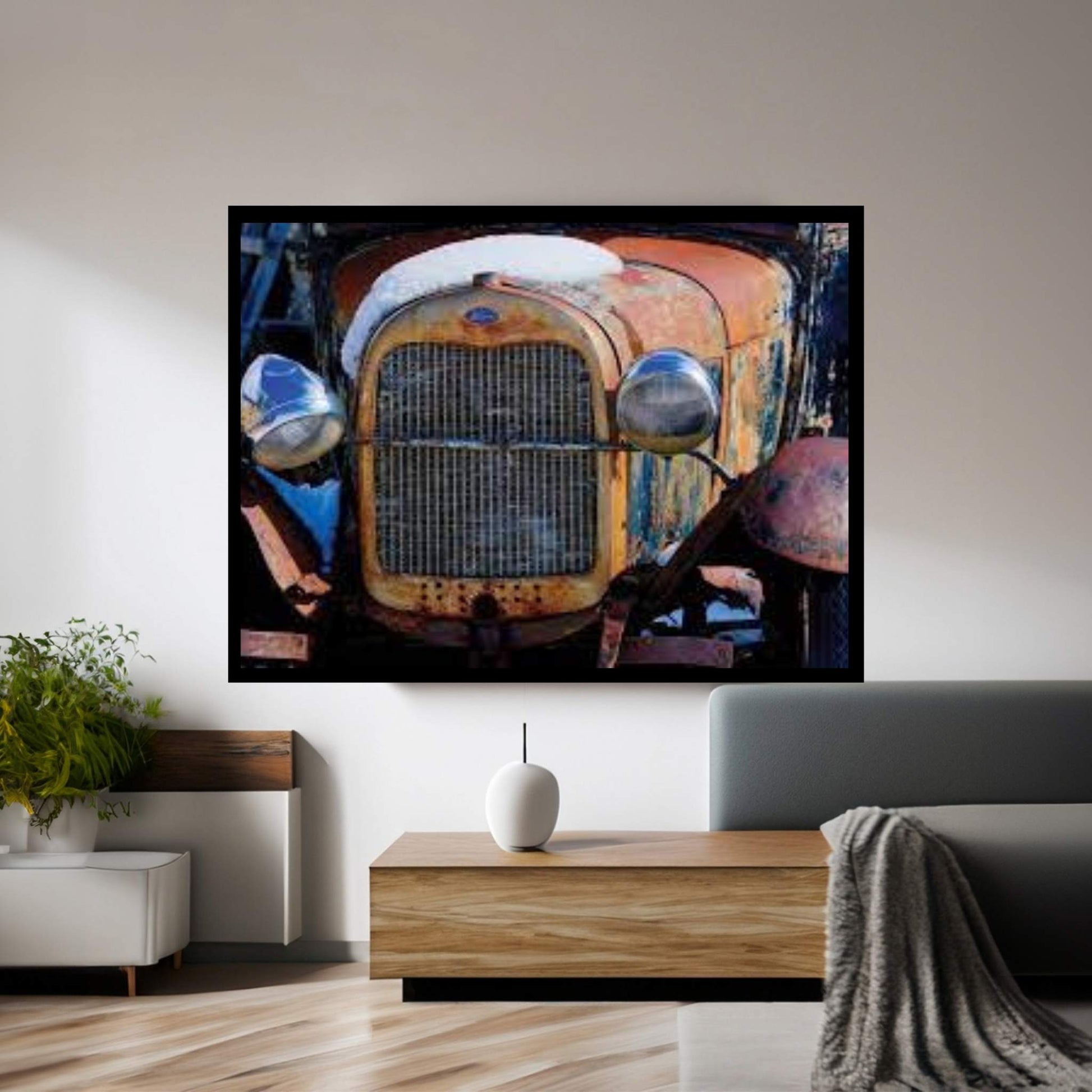 Snowy Model-T 2 Canvas Wall Art - Y Canvas