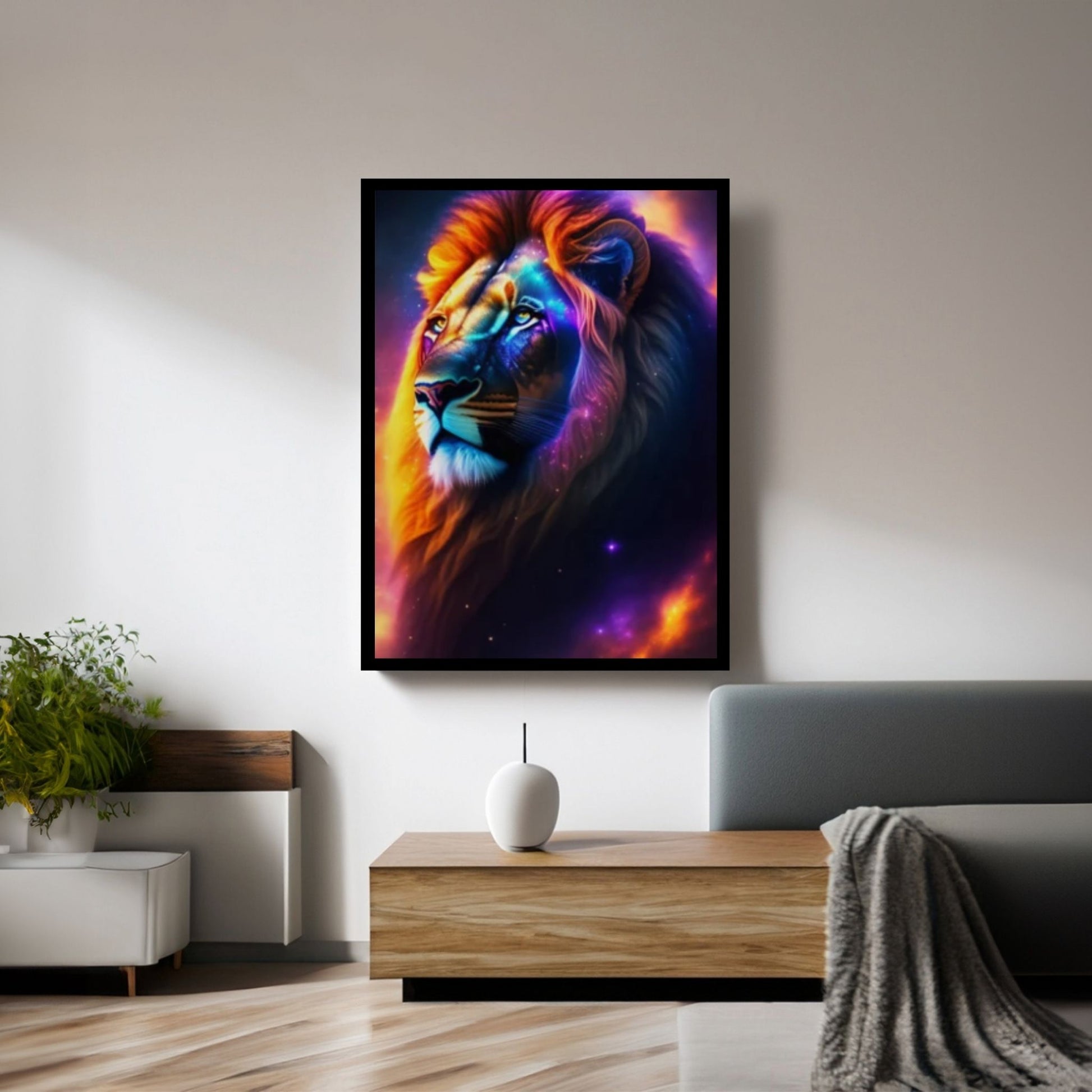 Animal Lion Canvas Wall Art, Creative Animal Modeling Wall Art - Y Canvas