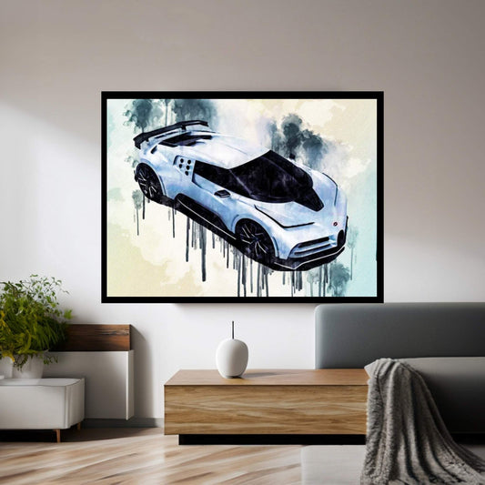 Bugatti Centodieci 2020 1600-Hp Hypercar Exterior Top View Canvas Wall Art - Y Canvas