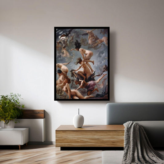 Large Witches Going to Their Sabbath Canvas Wall Art, Luis Ricardo Falero Print on Canvas - Y Canvas