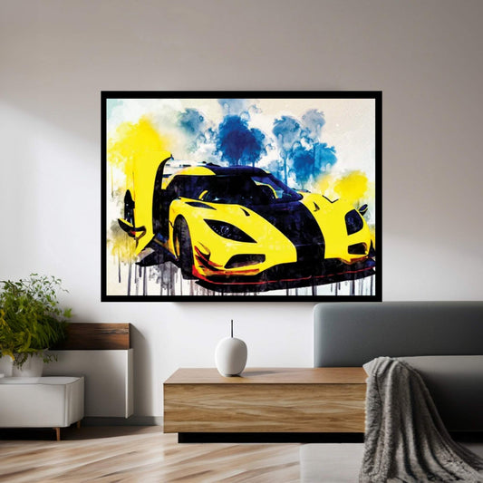 Koenigsegg Agera R Hypercar Sports Cars Yellow Canvas Wall Art - Y Canvas