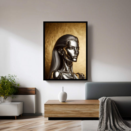 Gold Robotics Woman Canvas Wall Art - Y Canvas