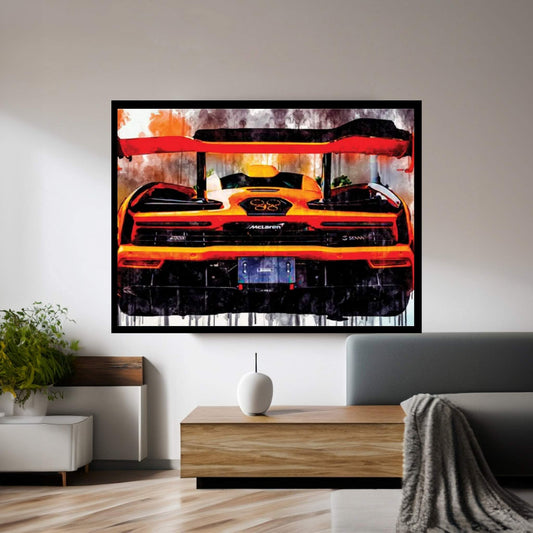 Mclaren Senna Rear View Orange Hypercar Orange Supercar British Sports Cars Canvas Wall Art - Y Canvas