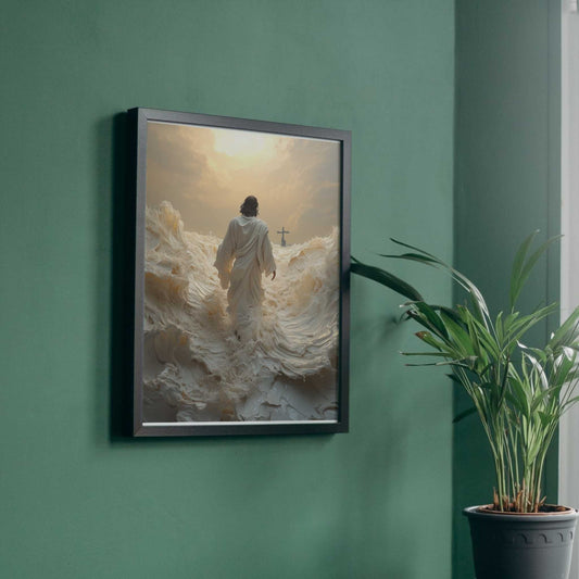 Jesus Walks on Water Christ and Cross Canvas Wall Art