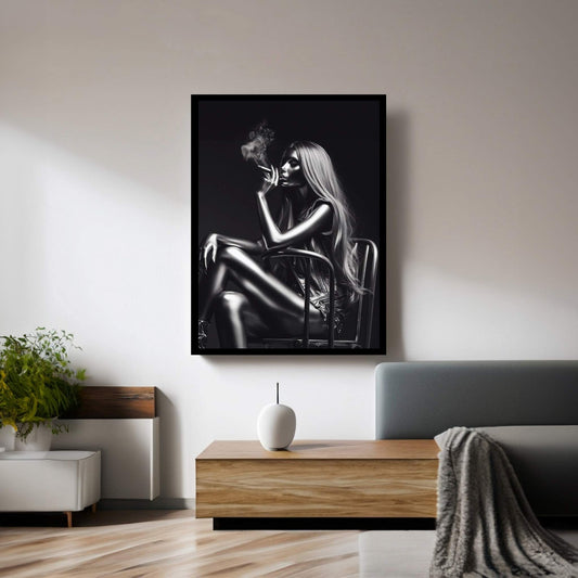 Metalic Robotics Smoke Woman Canvas Wall Art - Y Canvas