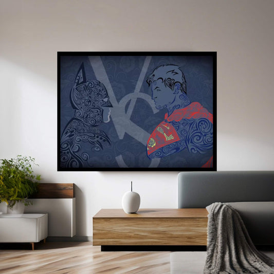 The Showdown, Dark Night Vs Man of Blue Steel Canvas Wall Art - Y Canvas