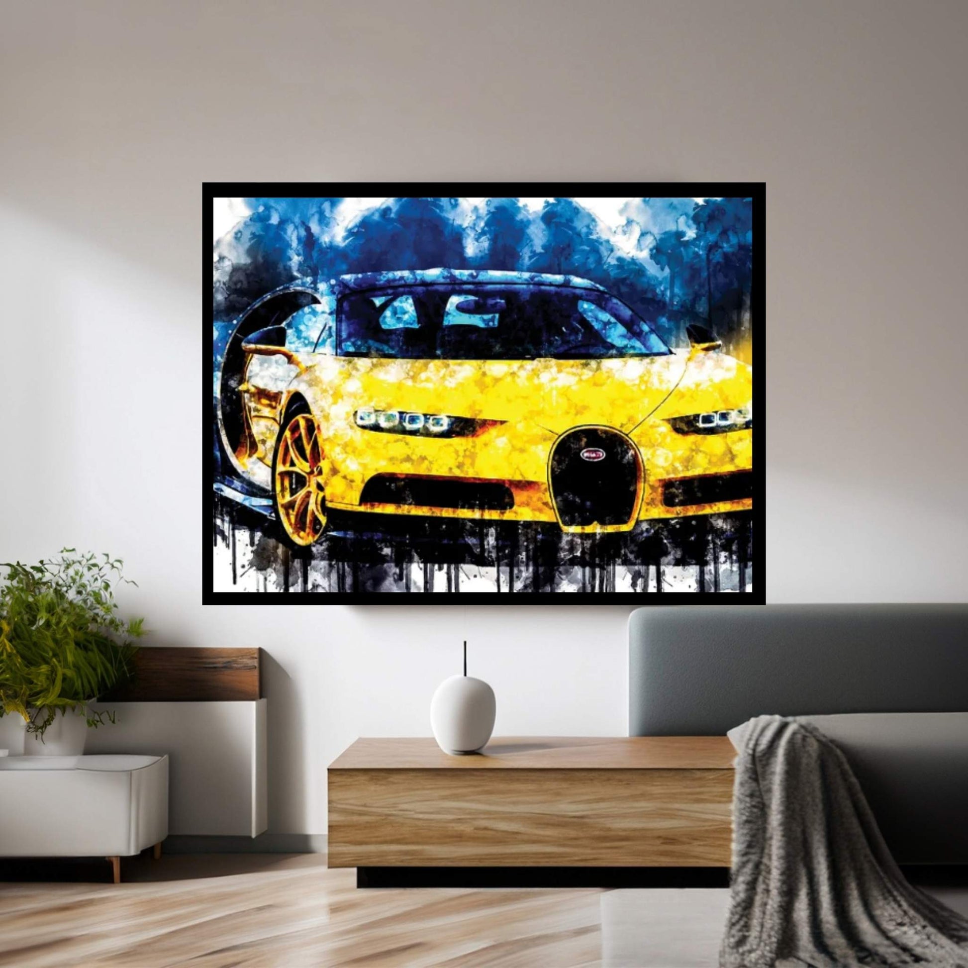 2018 Bugatti Chiron Yellow And Black Canvas Wall Art - Y Canvas