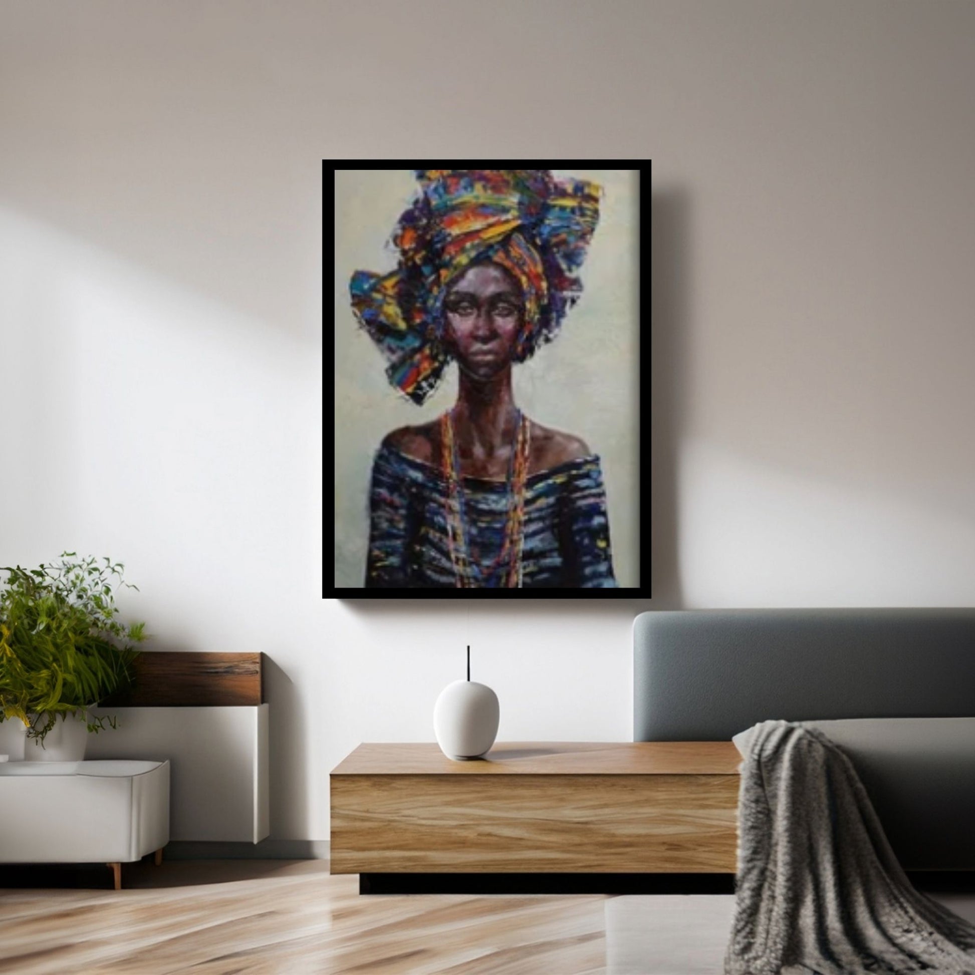 American Afro Black Woman Portrait, African Woman Makeup Wall Art - Y Canvas