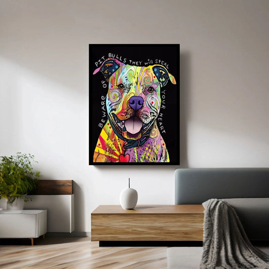 Beware of Pit Bulls Canvas Wall Art - Y Canvas