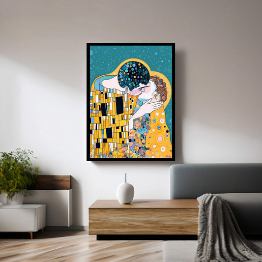 Gustav Klimt's The Kiss: Canvas Wall Art Reproduction Home Decor - Y Canvas