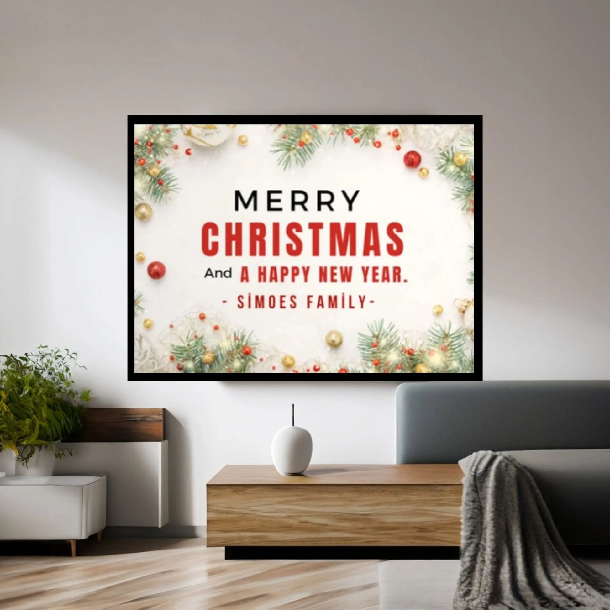 Christmas Decor Sign Personalized Custom Family Welcome Home Holiday Wall Art Canvas Print Decorations Name Sign Modern Farmhouse Wall Decor - Y Canvas