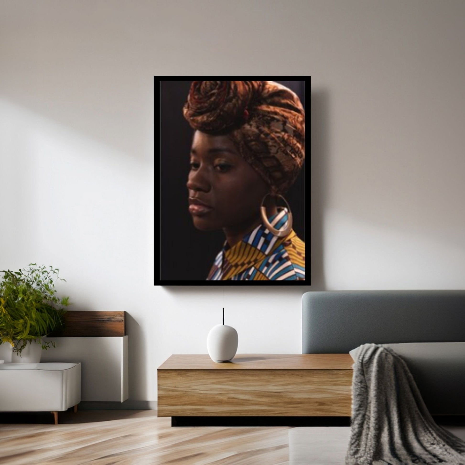 African Black Woman Portrait, Colorful Afro Art, African Woman Makeup Wall Art - Y Canvas