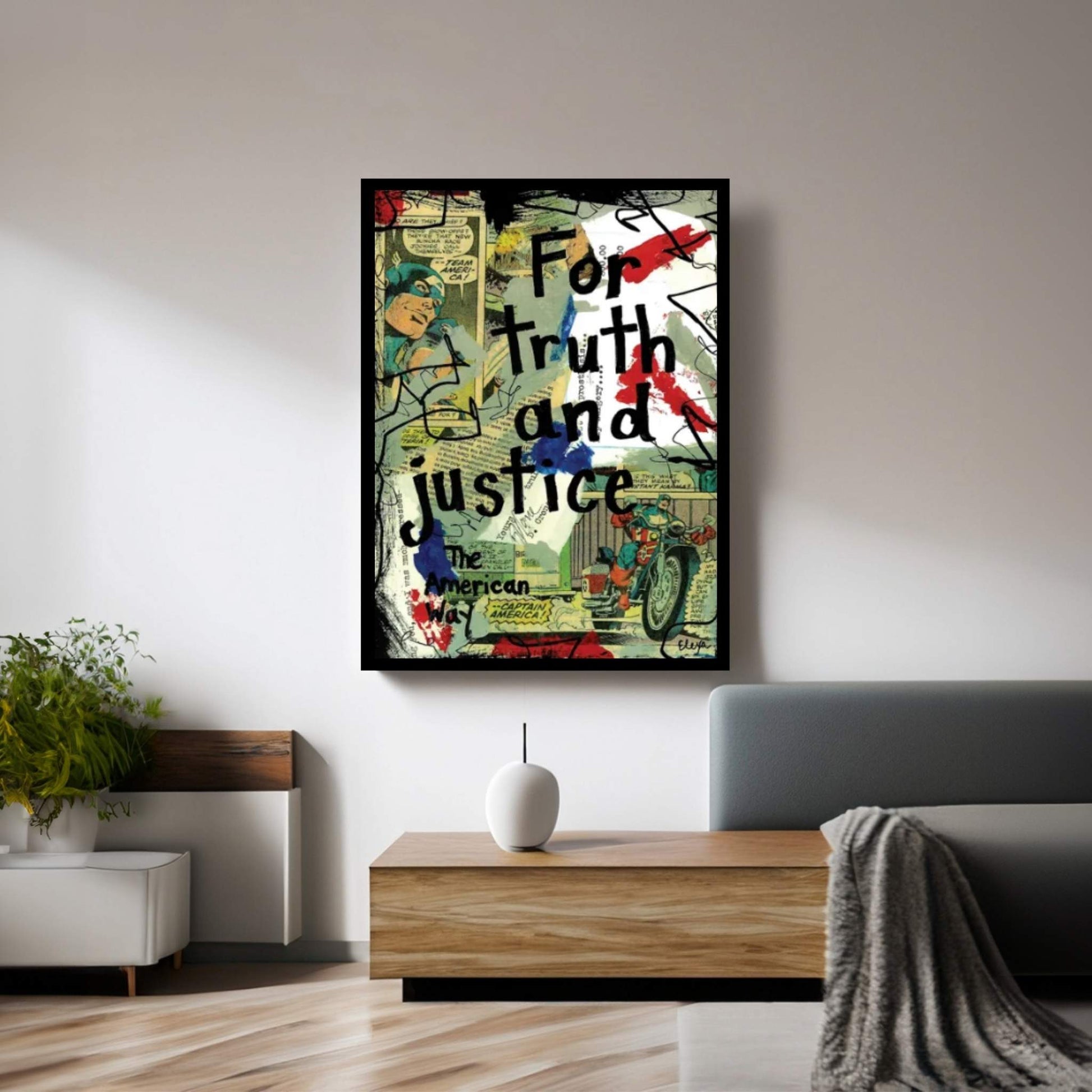 Truth Justice Captain America Canvas Wall Art - Y Canvas