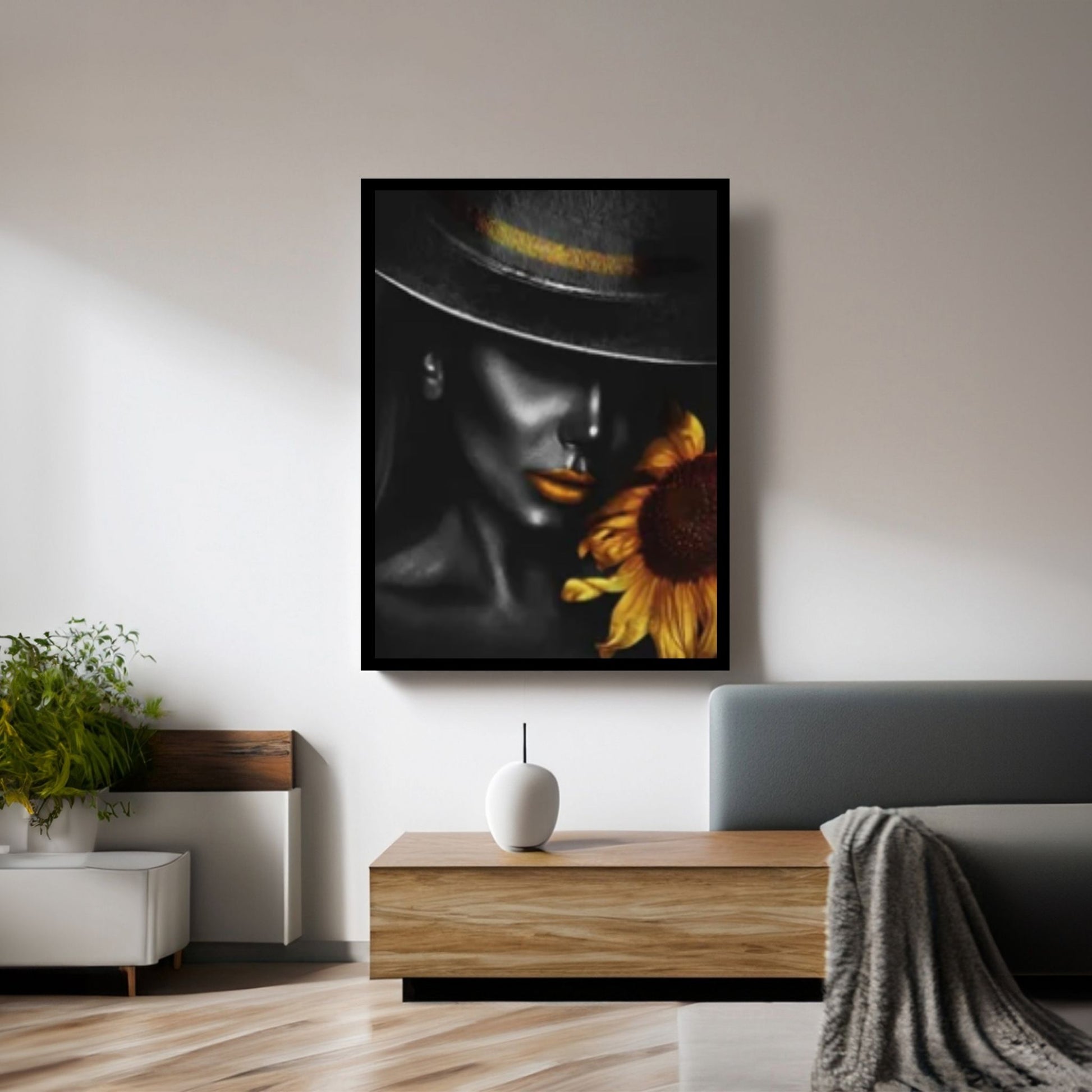 African Art Wall Decor, African Woman Makeup Wall Art, Abstract Canvas Art, Modern Gold Lips Wall Art - Y Canvas