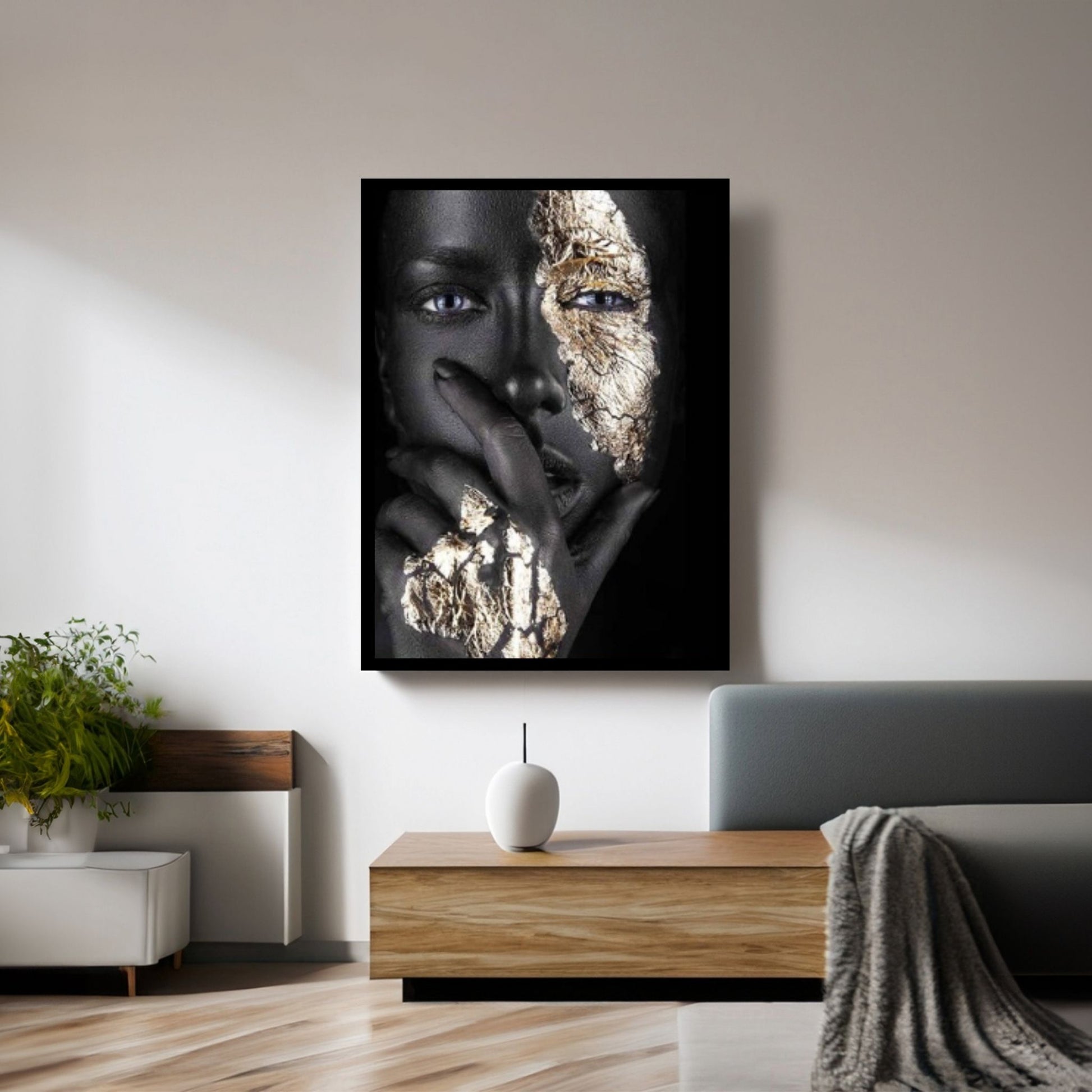 African Woman Portrait Wall Art /Noir Gold Women Canvas Wall Art, Beauty Print Wall Art Décor - Y Canvas