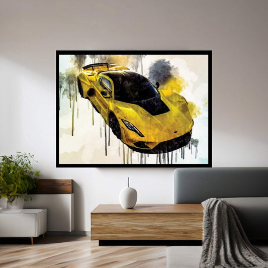 Hennessey Venom F5 2019 Sports Hypercar New Sports Cars Yellow Venom Canvas Wall Art - Y Canvas